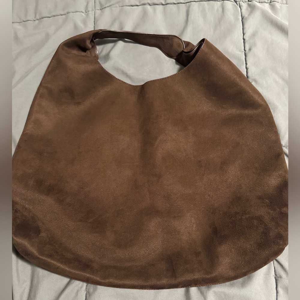 Vegan Suede Slouchy Tote Bag